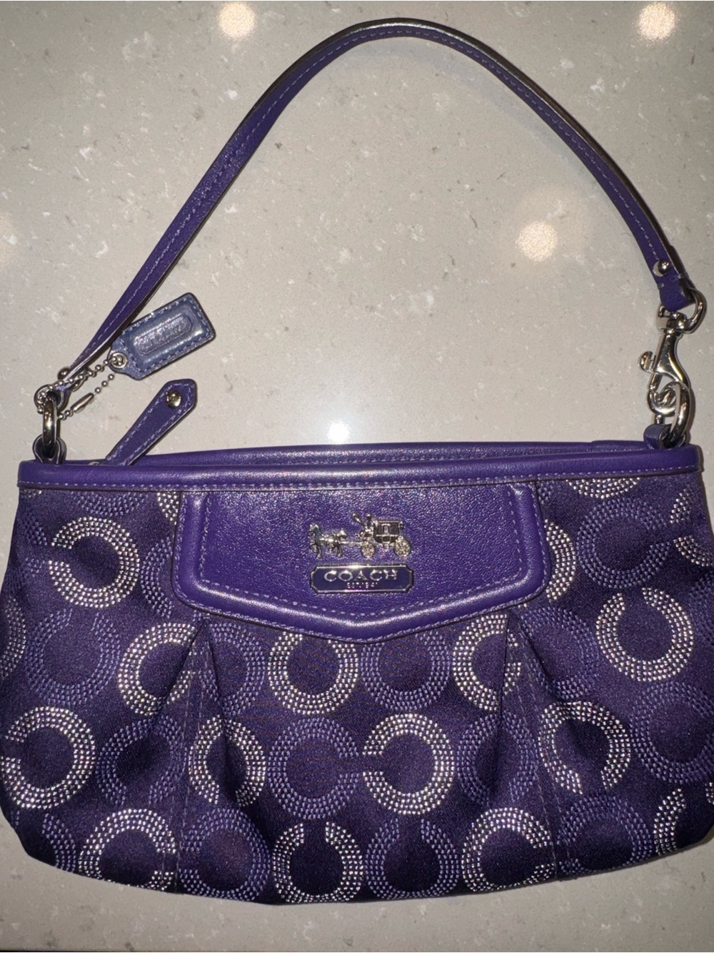 Coach Madison op art Purple Signature Print Wristlet